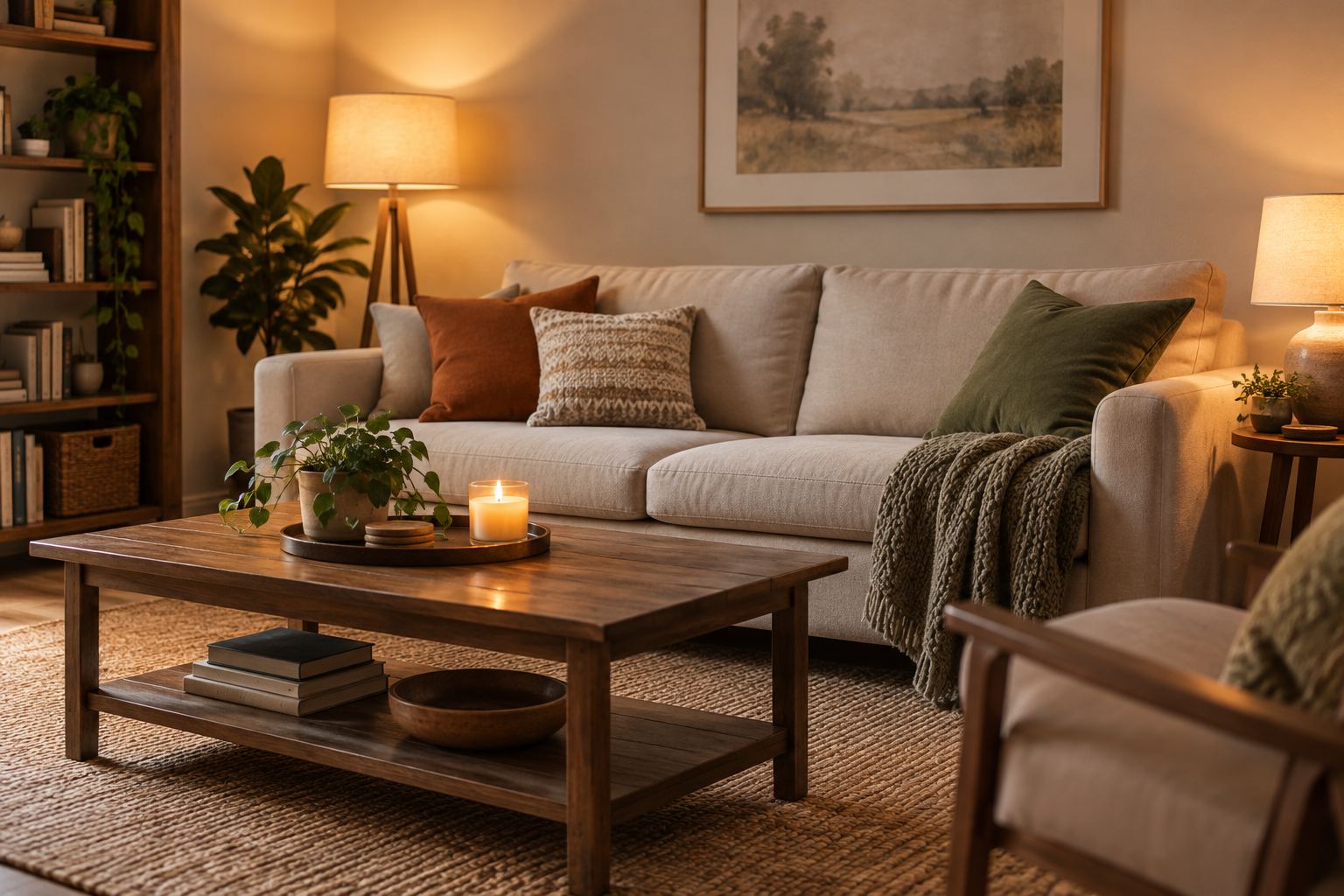 A cozy Las Vegas living room, illustrative